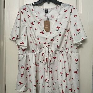 SHEIN White Top with Cherry Design